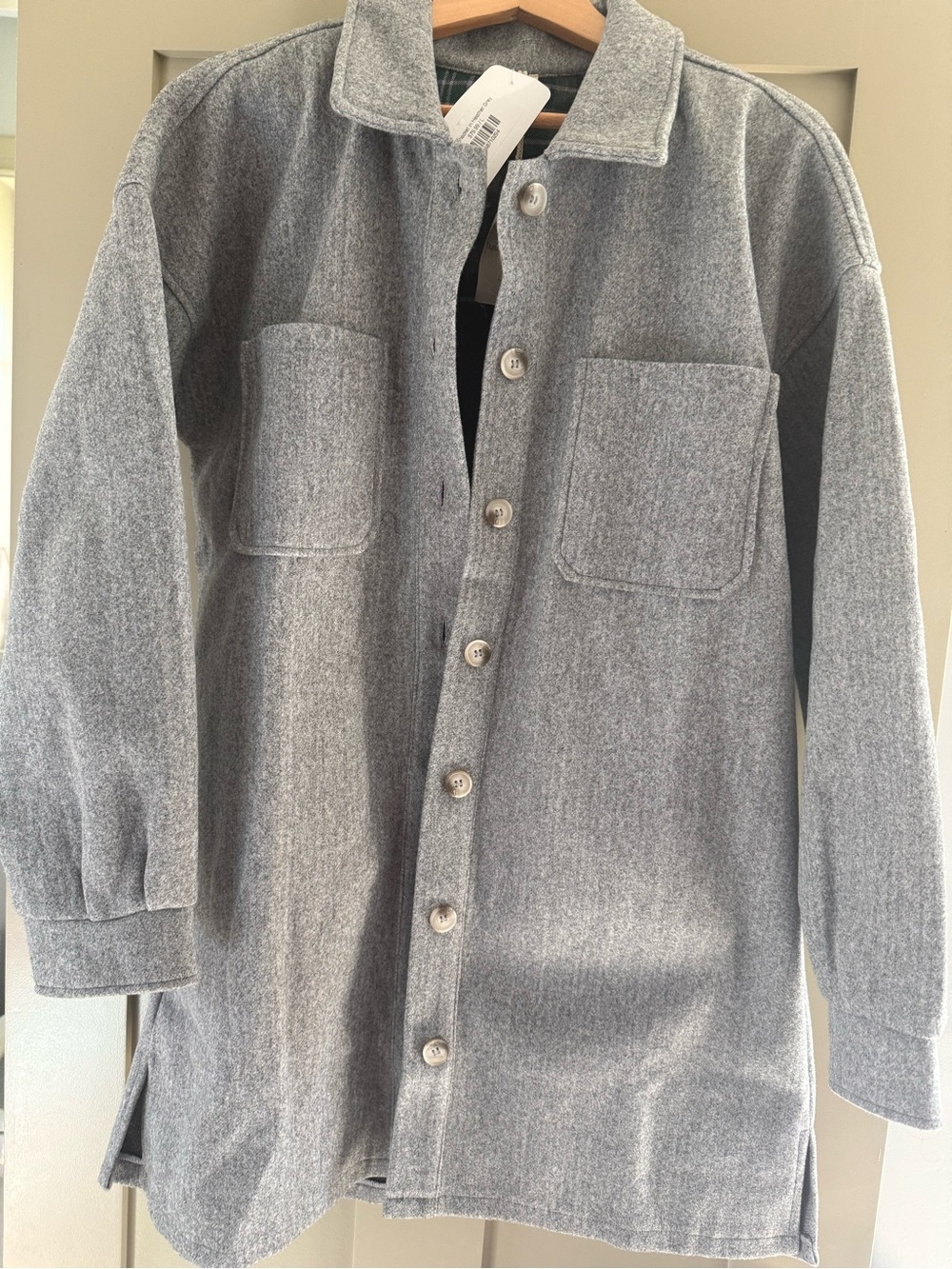 Hem & Thread Gray Button-Front Shacket